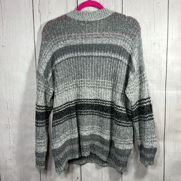 American Eagle Outfitter Gray Stripe Crewneck Oversized Knit Pullover Sweater - Picture 13 of 13
